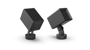 OLPIXEL OD-110-01 36W AC220V architectural LED flood light with rotatable bracket for precise aiming.perforated front panel, while the other shows a lens array.